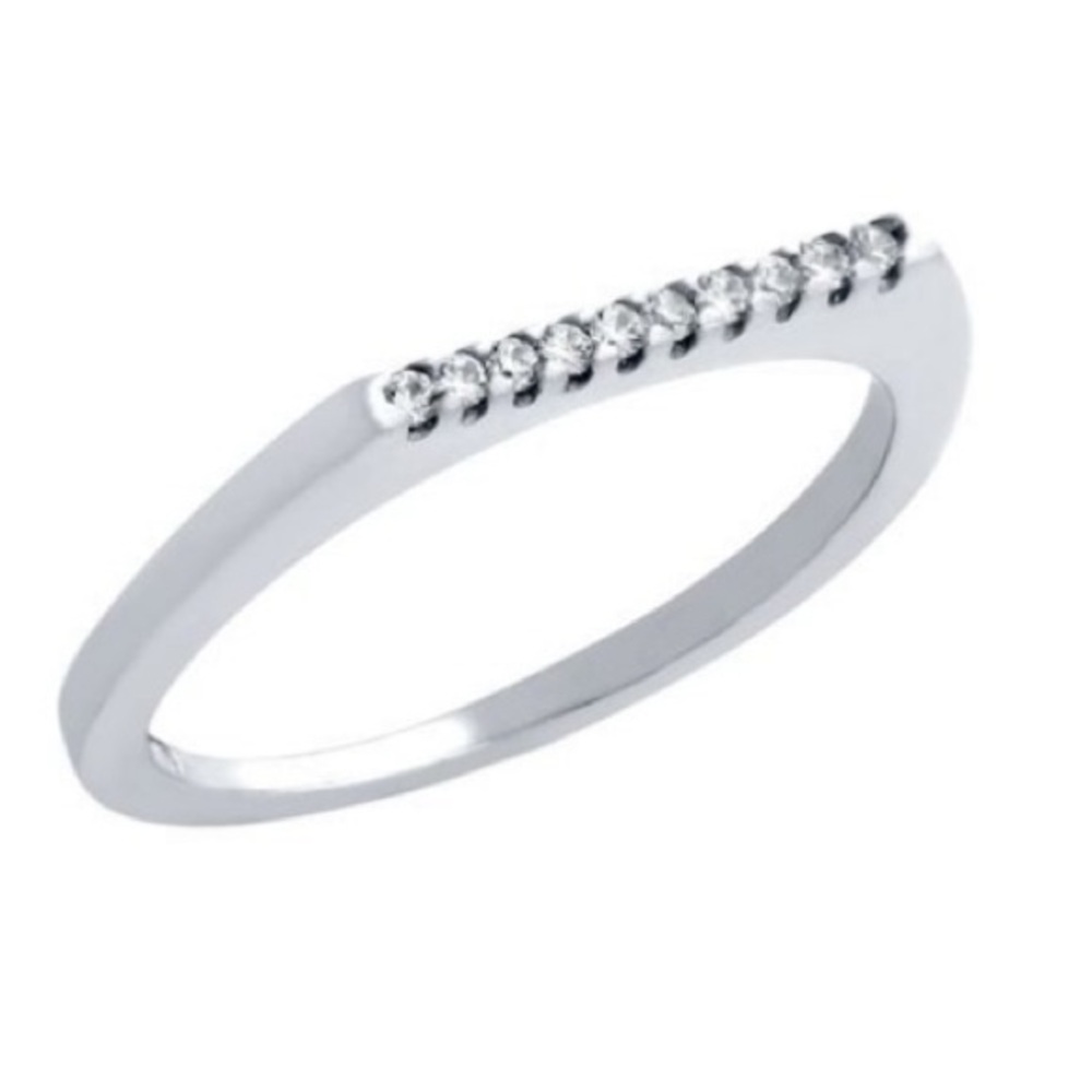 NWOT STERLING SILVER SINGLE ROW CZ KNUCKLE RING SZ 6